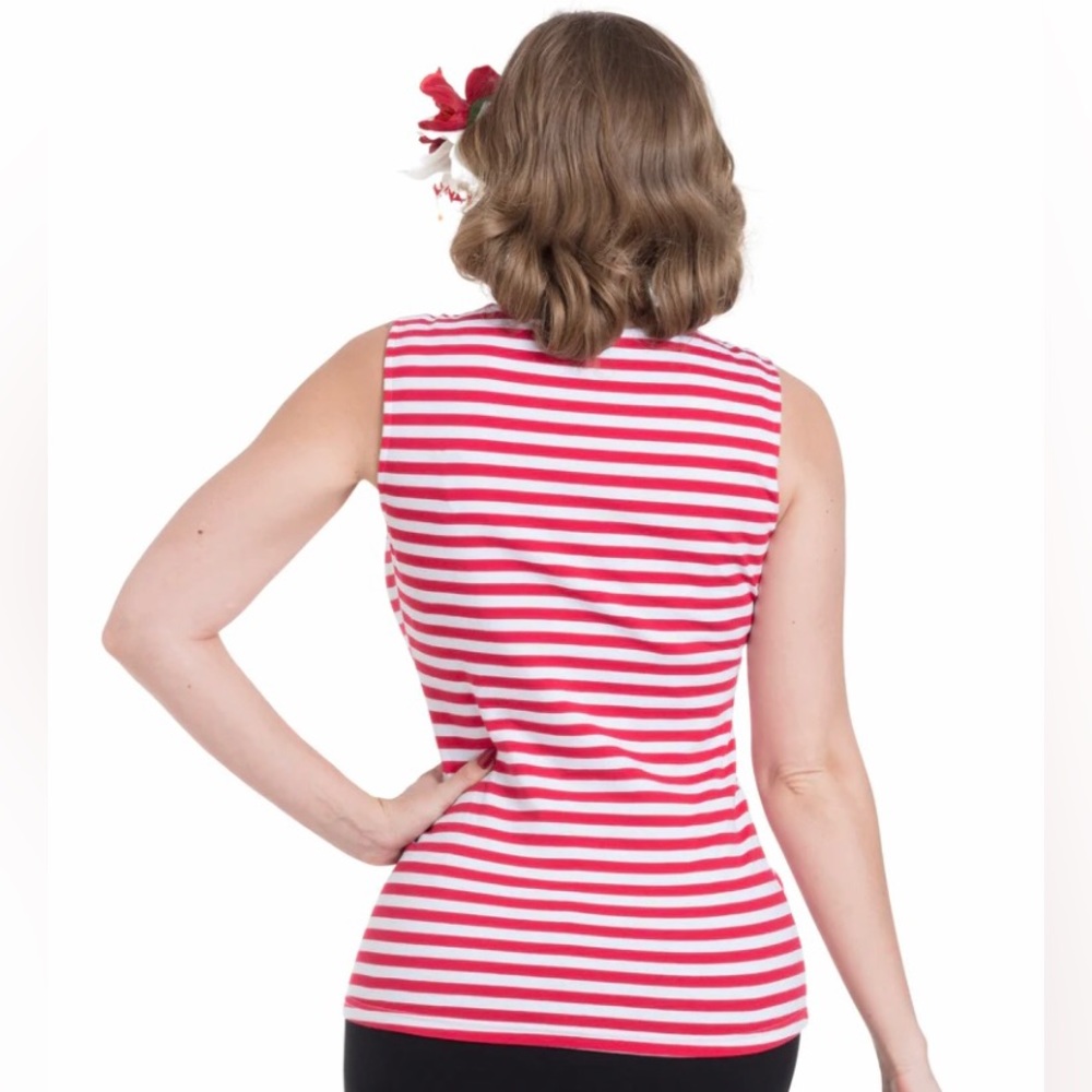 ⚓️Voodoo Vixen Haili Nautical Striped Top Red⚓️ - Picture 4 of 5